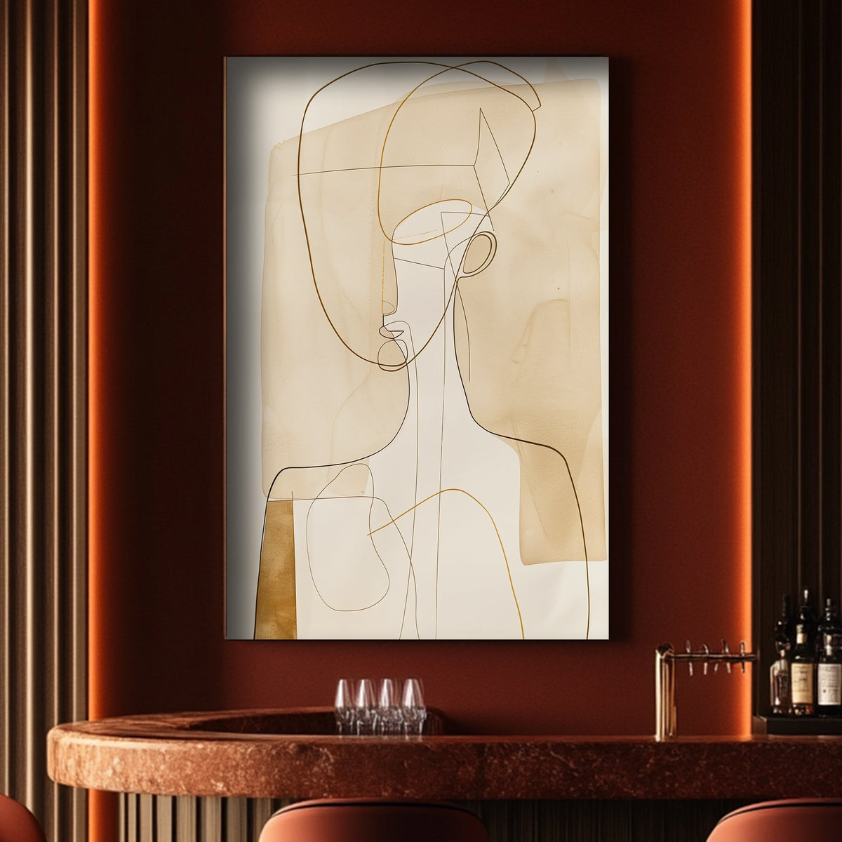 Minimalist beige elegant figure wall art decor