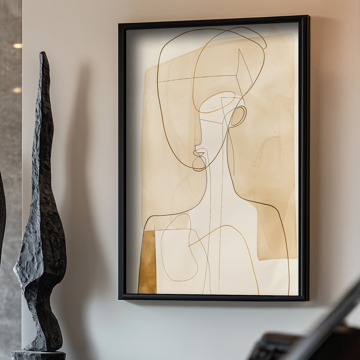 Minimalist beige elegant figure wall art decor