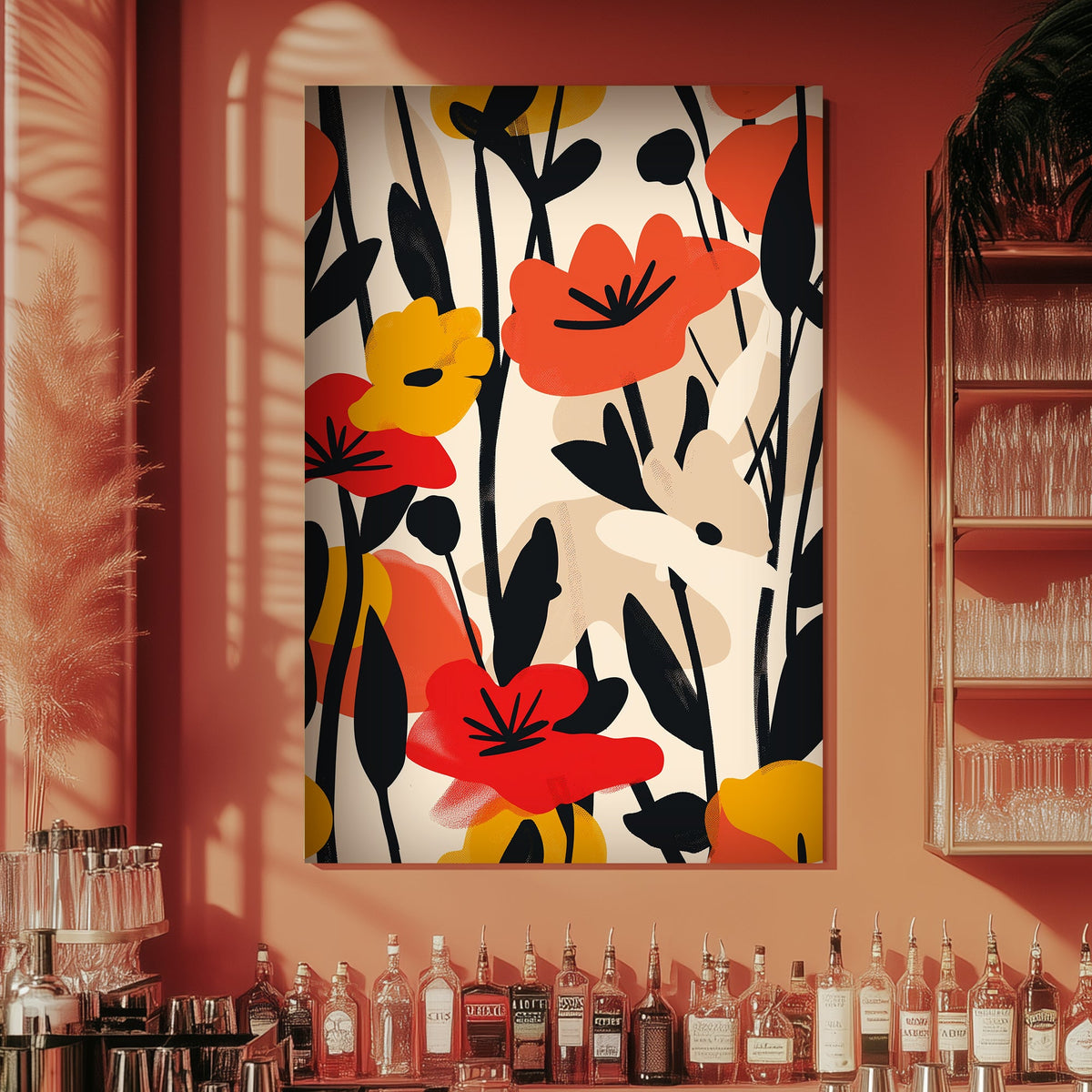 Colorful floral wall art print