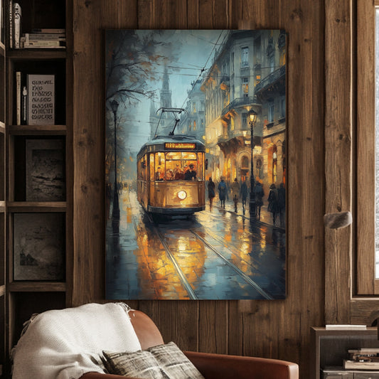 City tram scene wall art decor