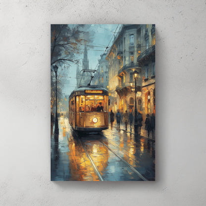 Evening Tram Ride #1559 Canvas Wall Art & Metal Prints