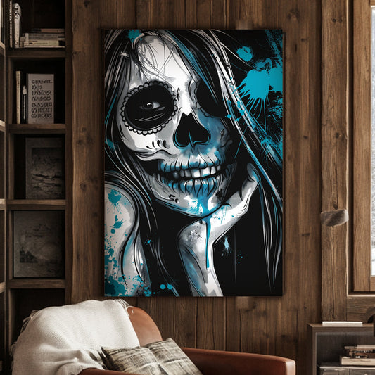 Sugar Skull Reflection #1562 Canvas Wall Art & Metal Prints