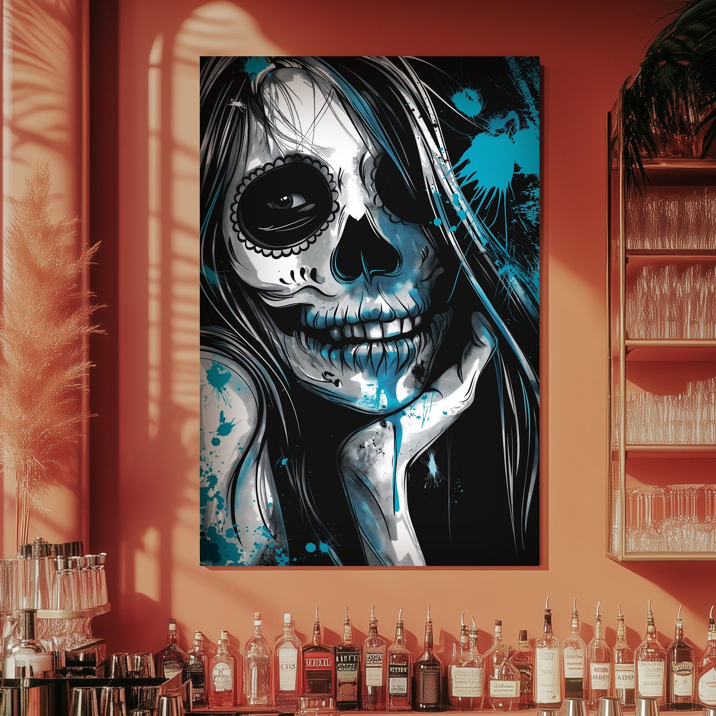 Sugar Skull Reflection #1562 Canvas Wall Art & Metal Prints