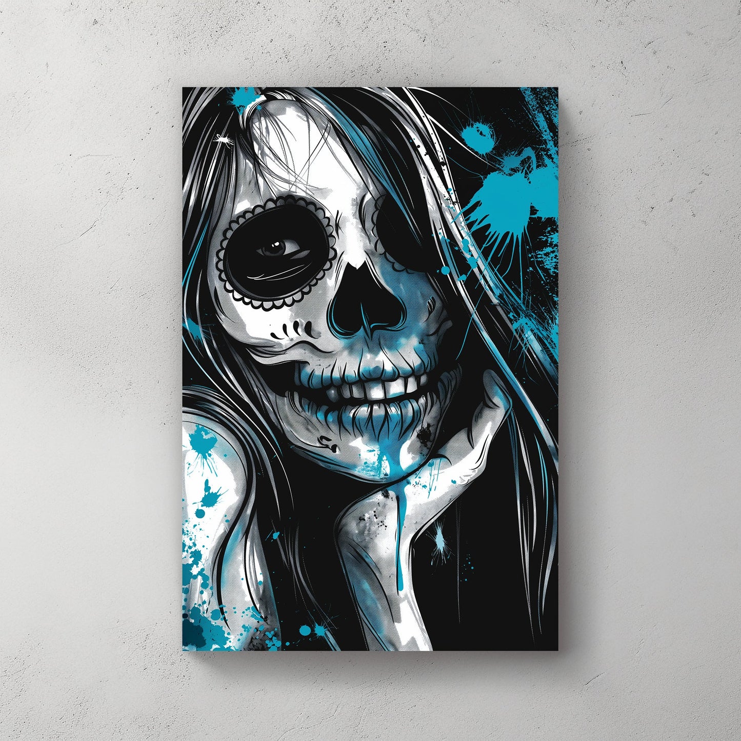 Sugar Skull Reflection #1562 Canvas Wall Art & Metal Prints