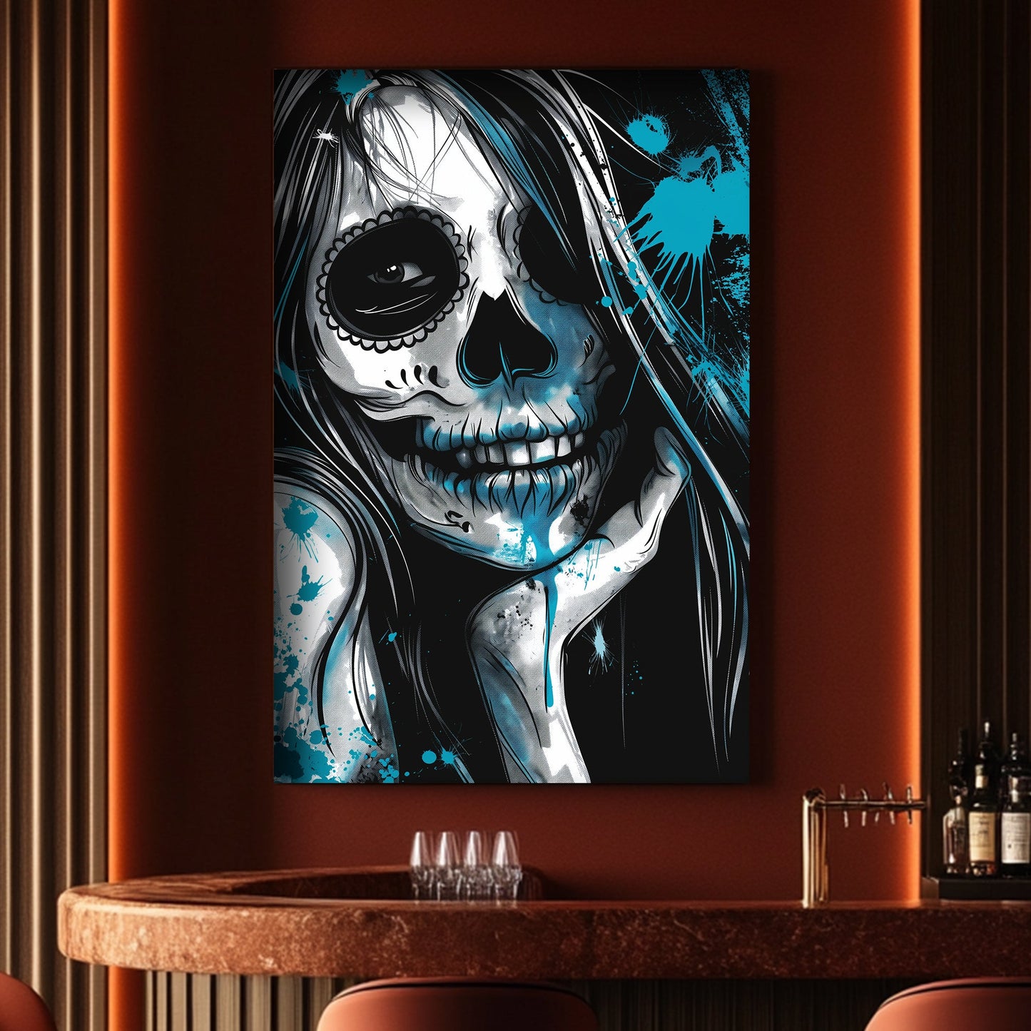 Sugar Skull Reflection #1562 Canvas Wall Art & Metal Prints