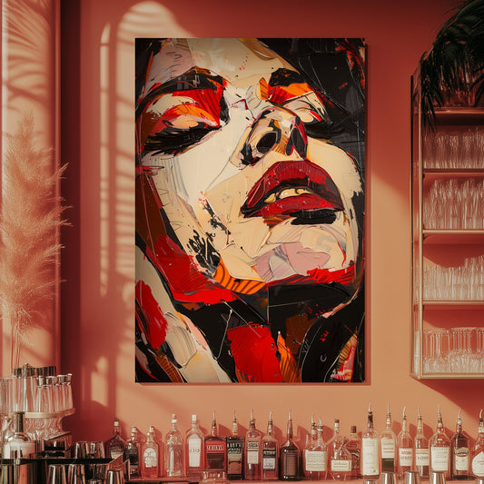 Red expressive face art wall art print