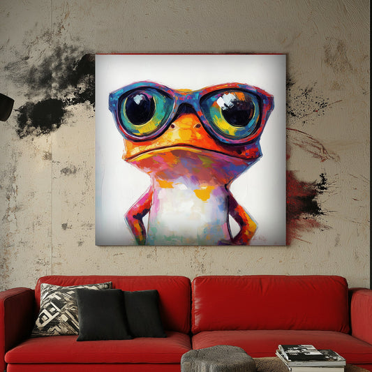 Cool frog with glasses wall art print