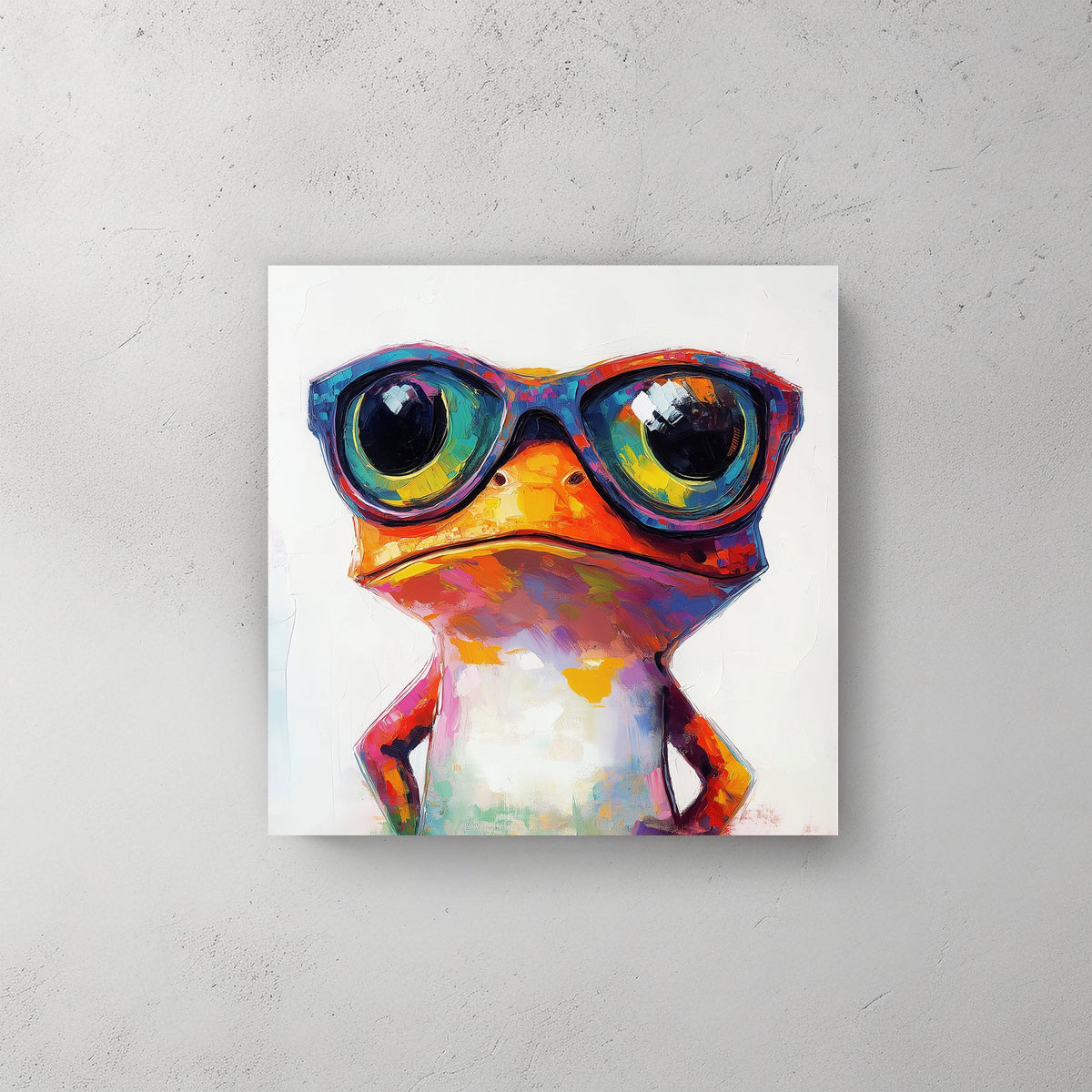 Cool frog with glasses wall art print