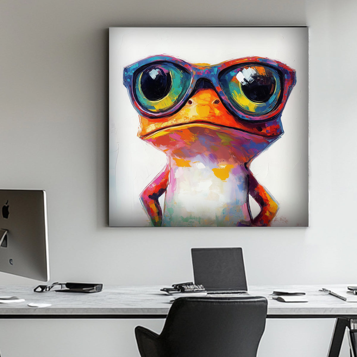 Cool frog with glasses wall art print
