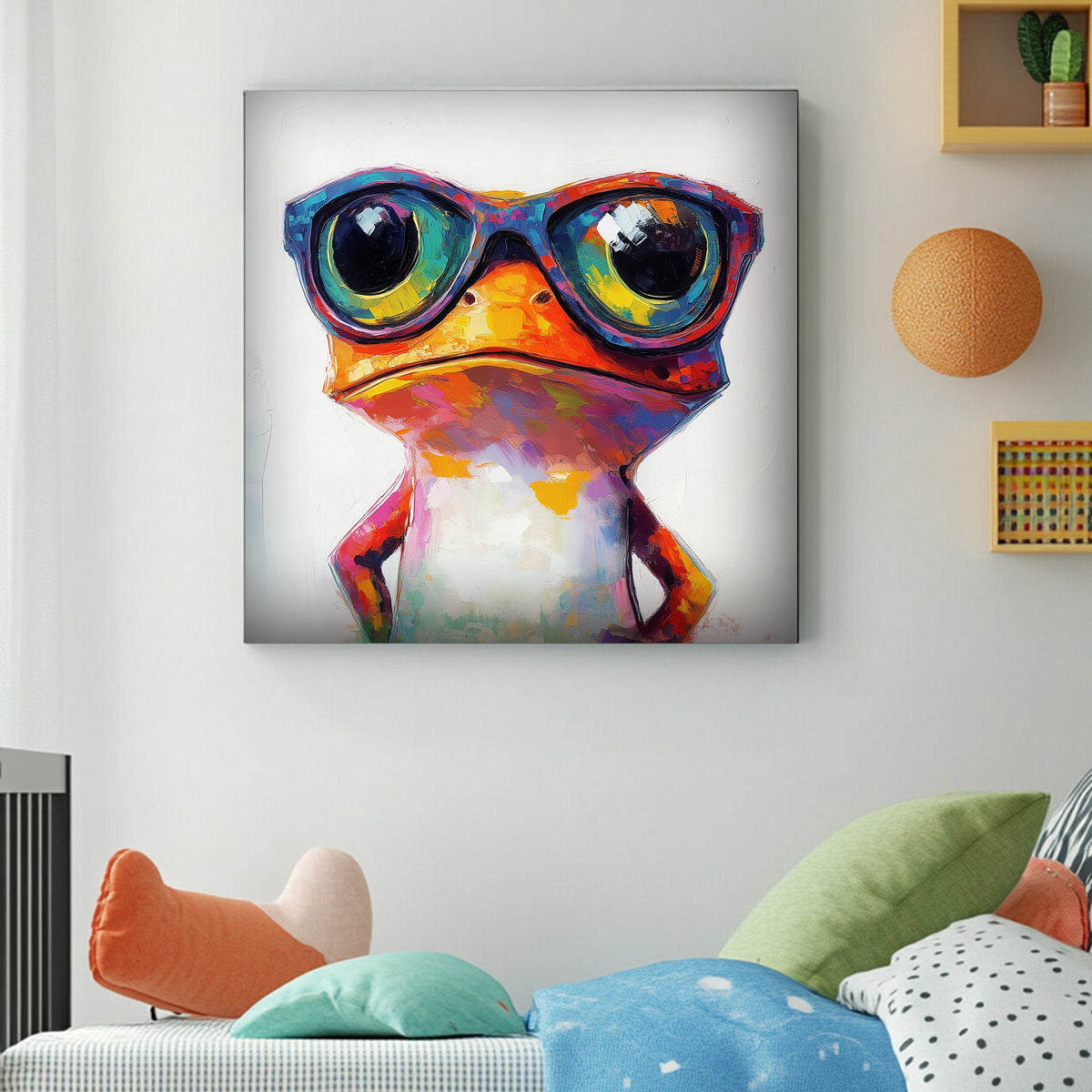 Cool frog with glasses wall art print