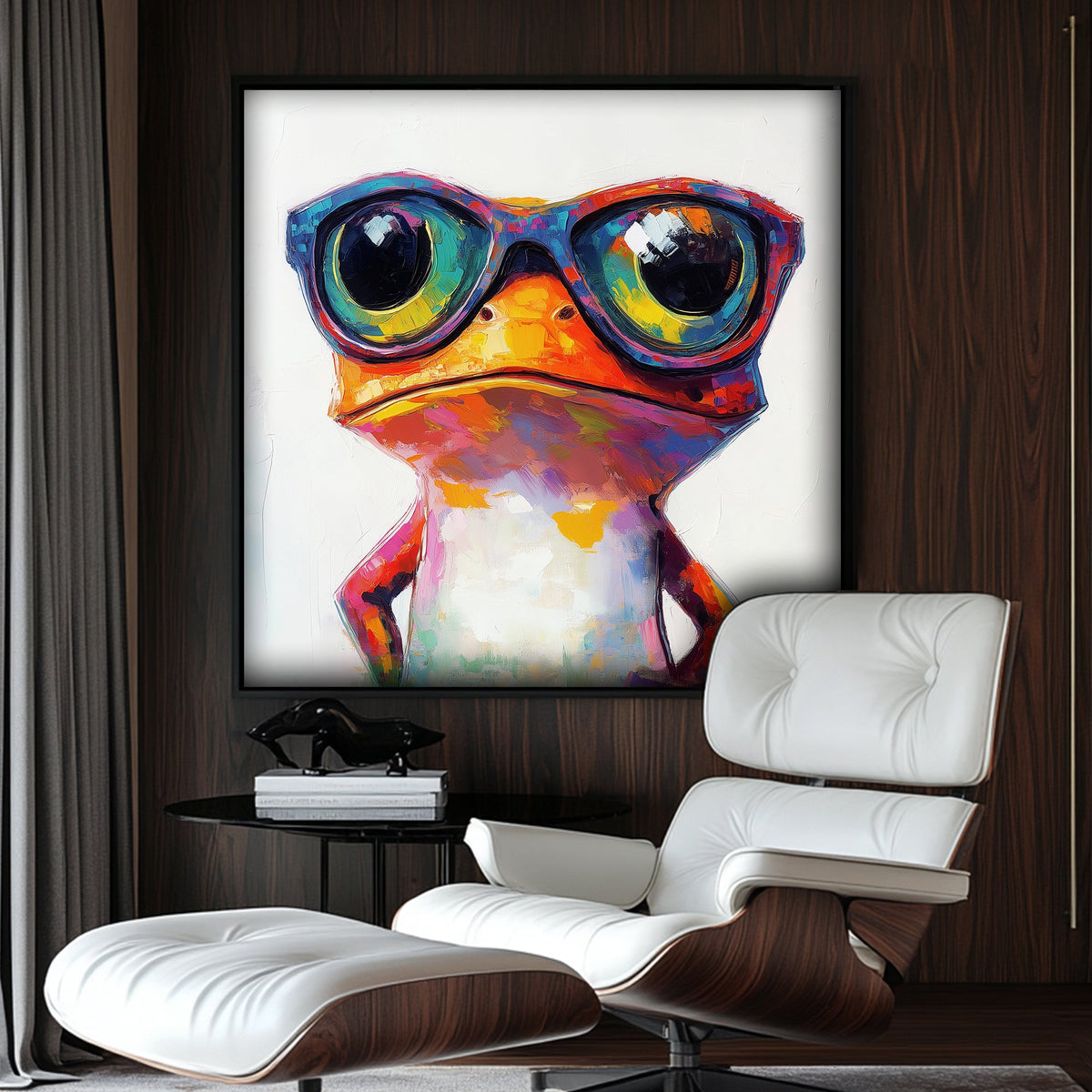 Cool frog with glasses wall art print