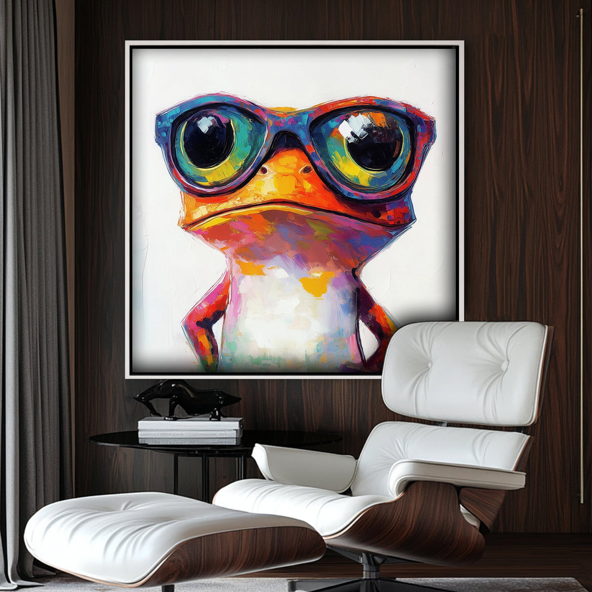 Cool frog with glasses wall art print