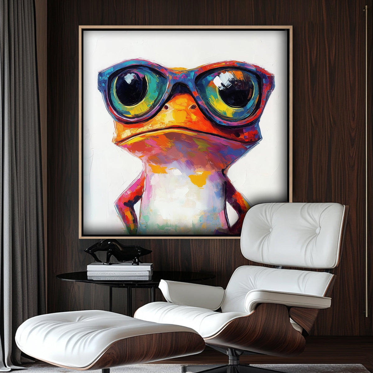 Cool frog with glasses wall art print
