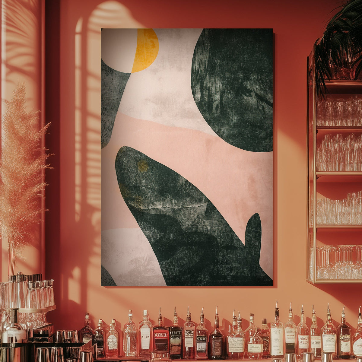 Abstract Whale silhouette wall art print