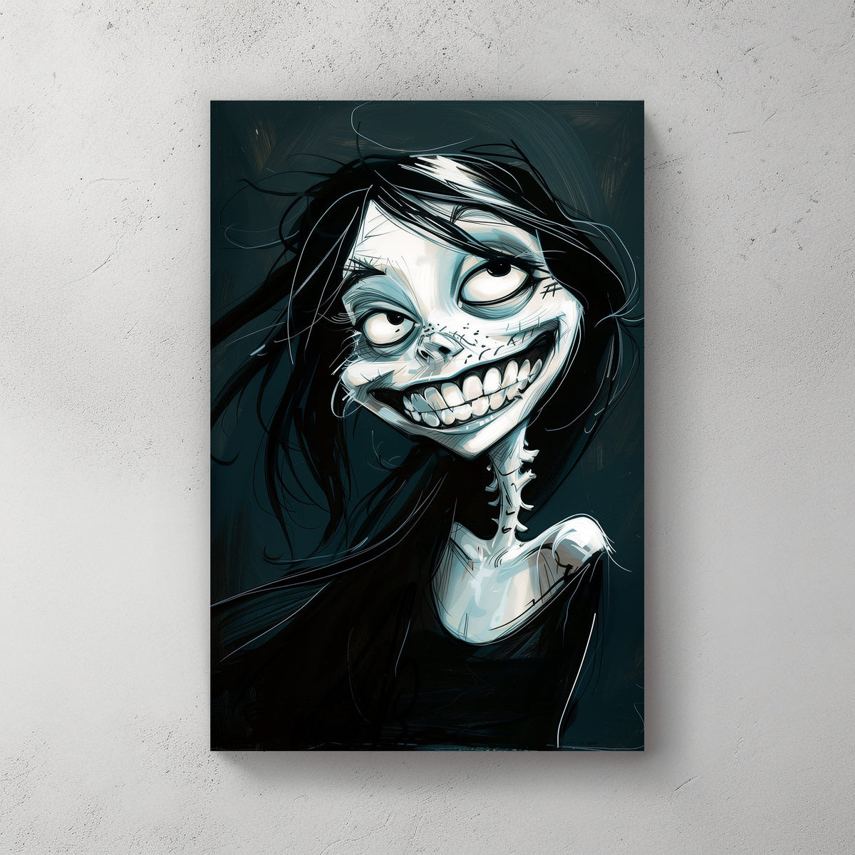 Grinning skeleton wall art print