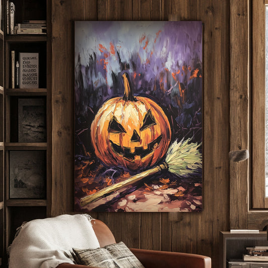 Spooky halloween pumpkin wall art print