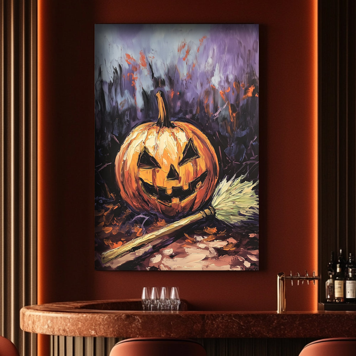 Spooky halloween pumpkin wall art print