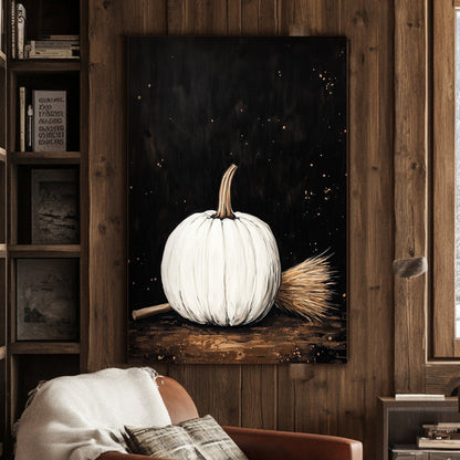 The Midnight White Pumpkin #1573 Canvas Wall Art & Metal Prints