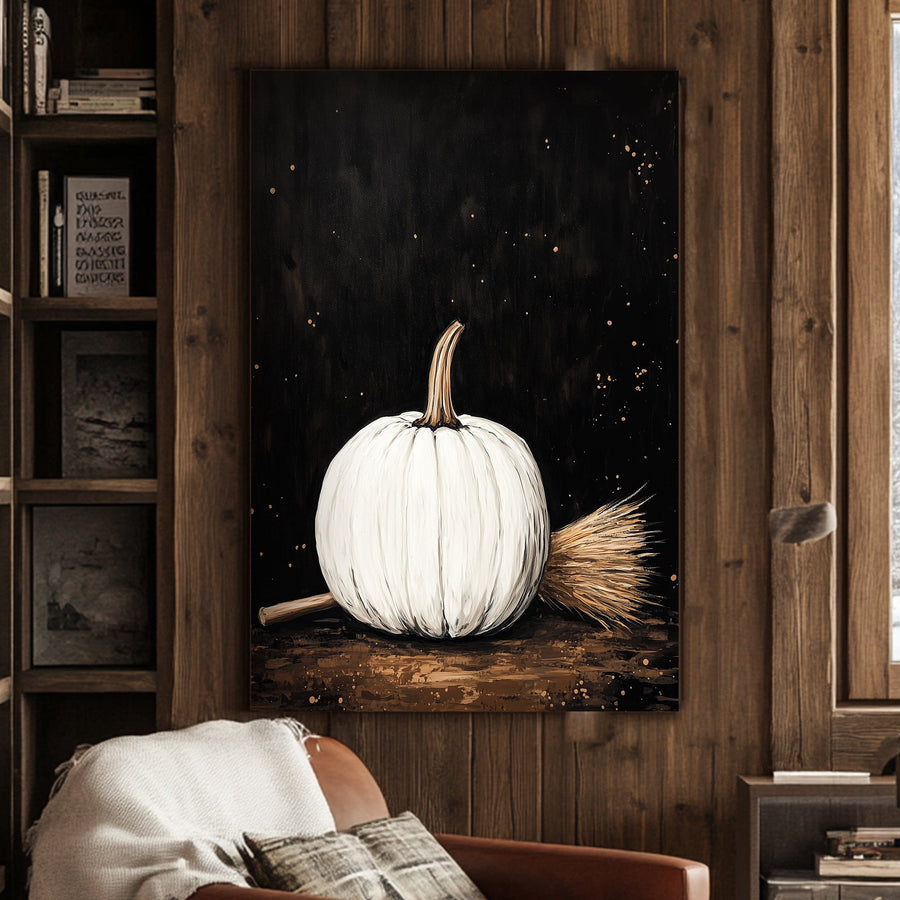 White pumpkin halloween inspired wall art print