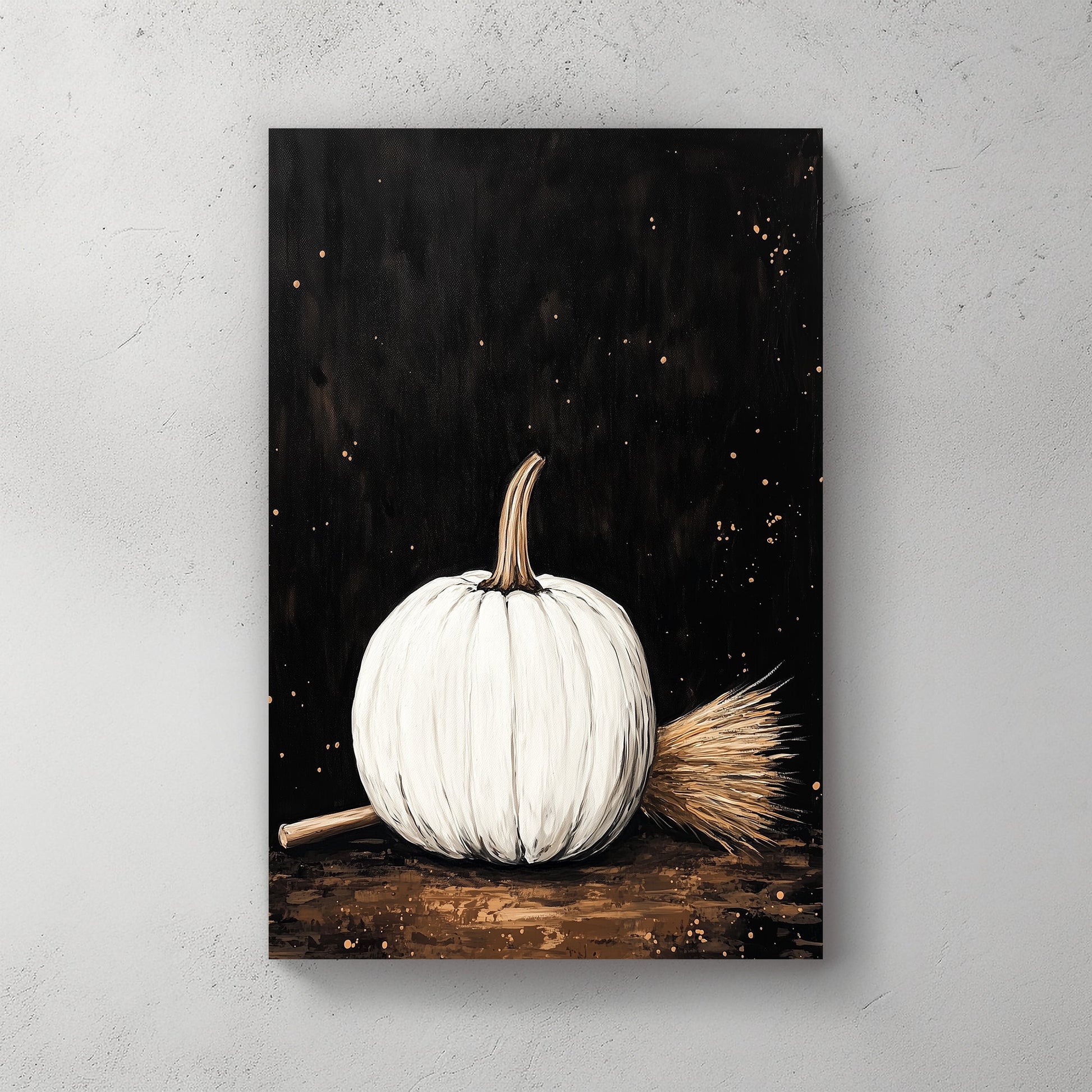 The Midnight White Pumpkin #1573 Canvas Wall Art & Metal Prints