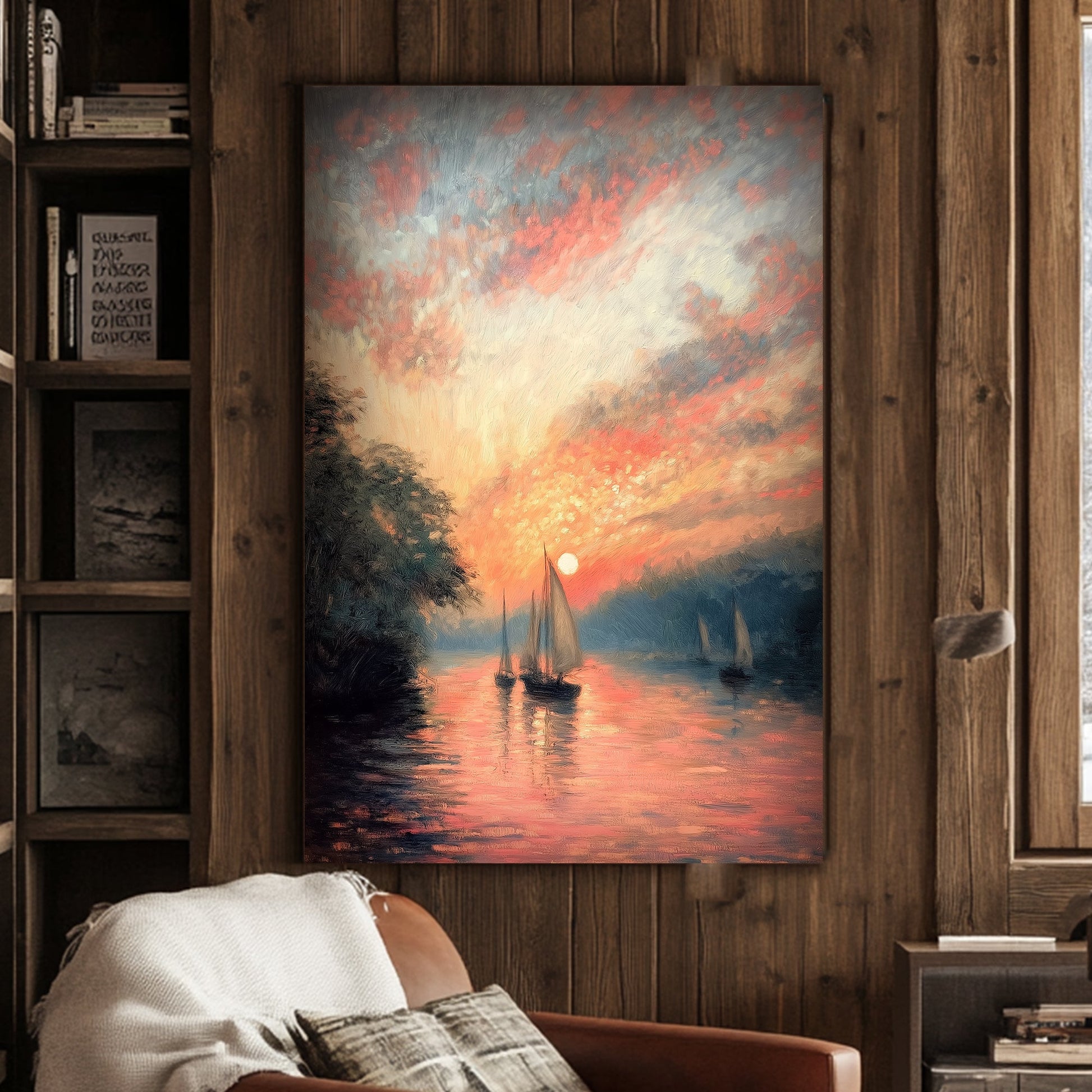 Sailboats at Sunset #1574 Canvas Wall Art & Metal Prints