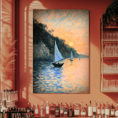 Sailboats in the Golden Hour #1575 Canvas Wall Art & Metal Prints