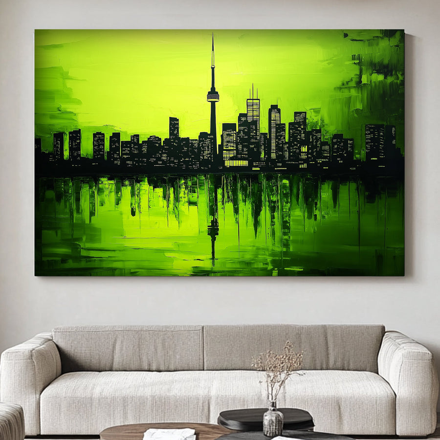 Toronto skyline green background wall art print