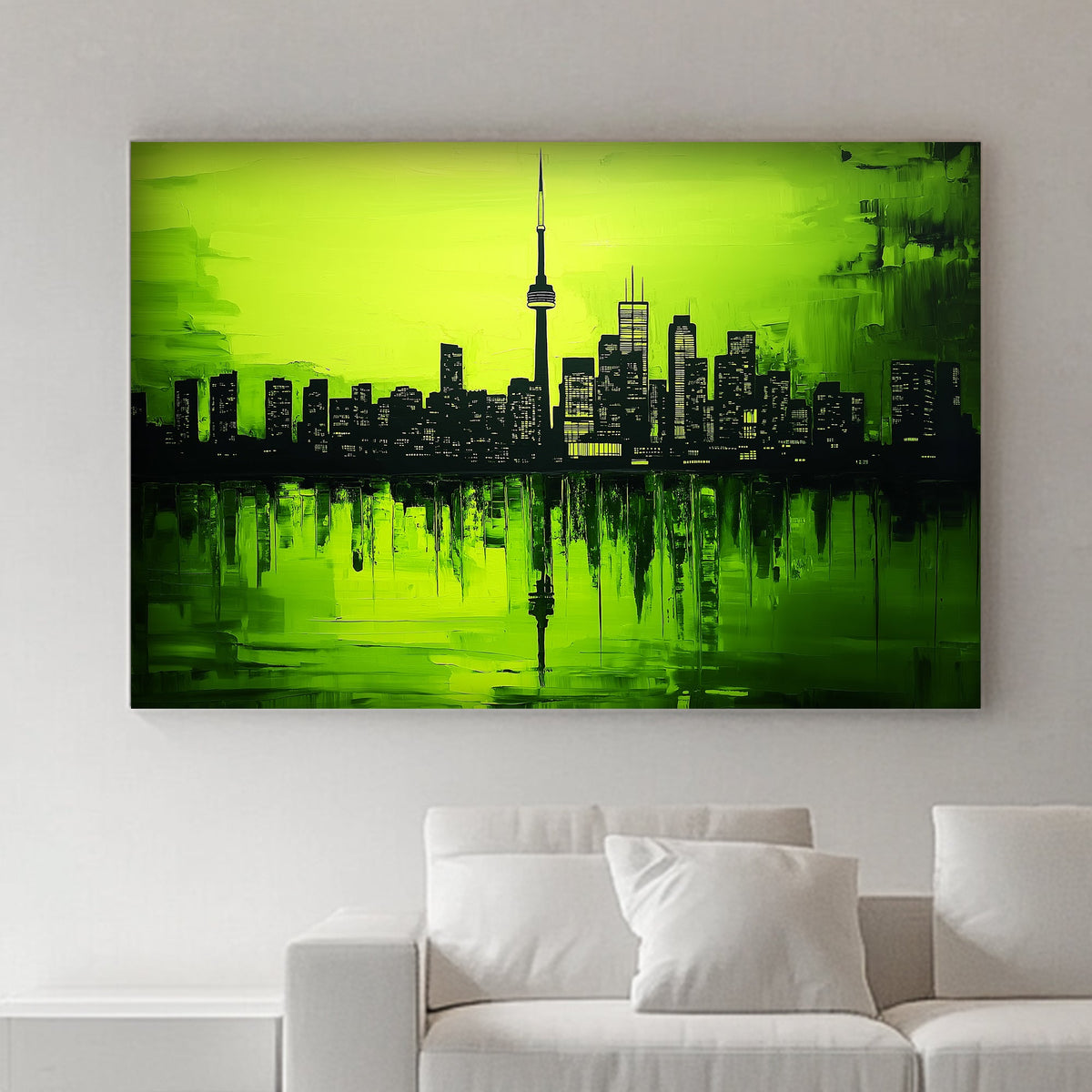 Toronto skyline green background wall art print