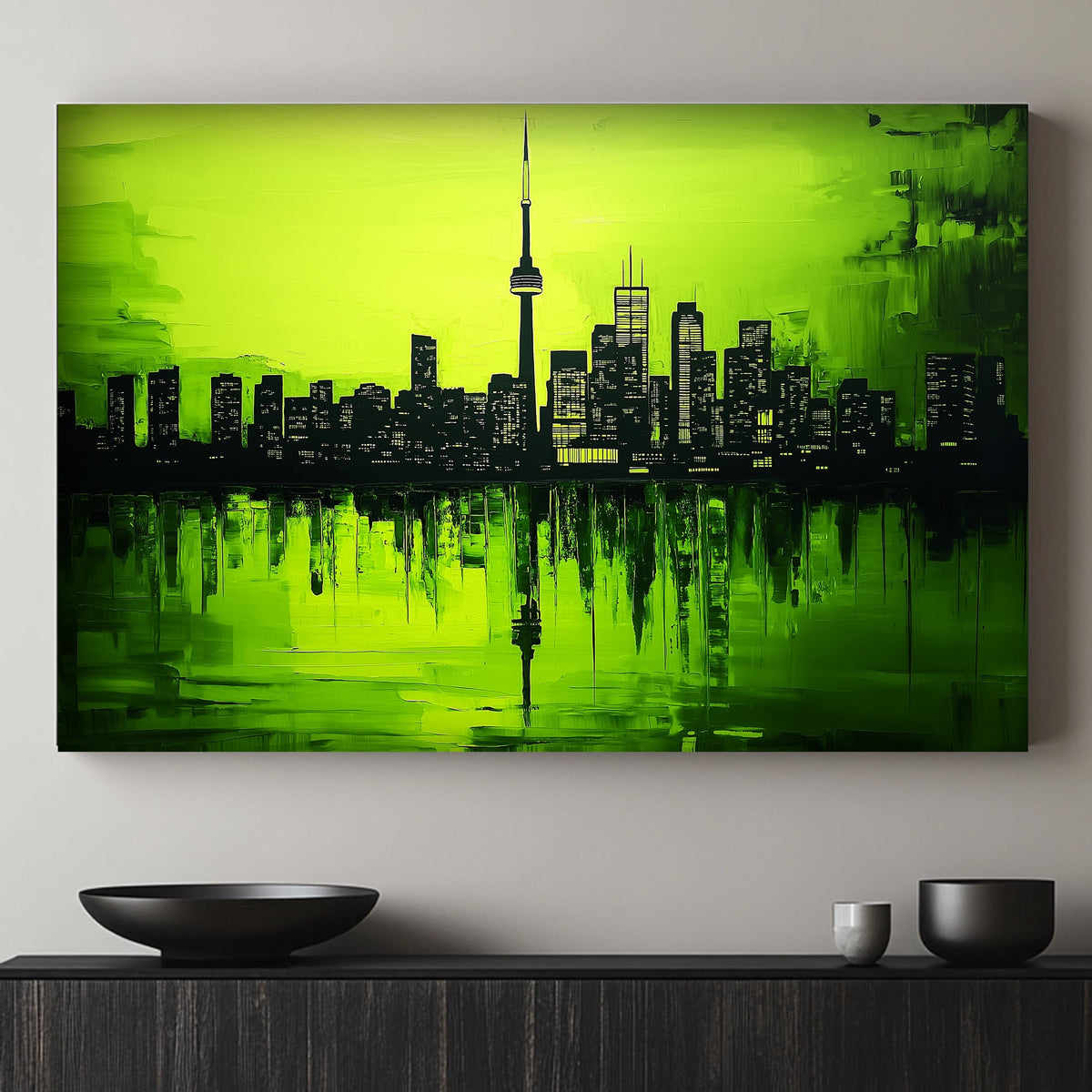Toronto skyline green background wall art print