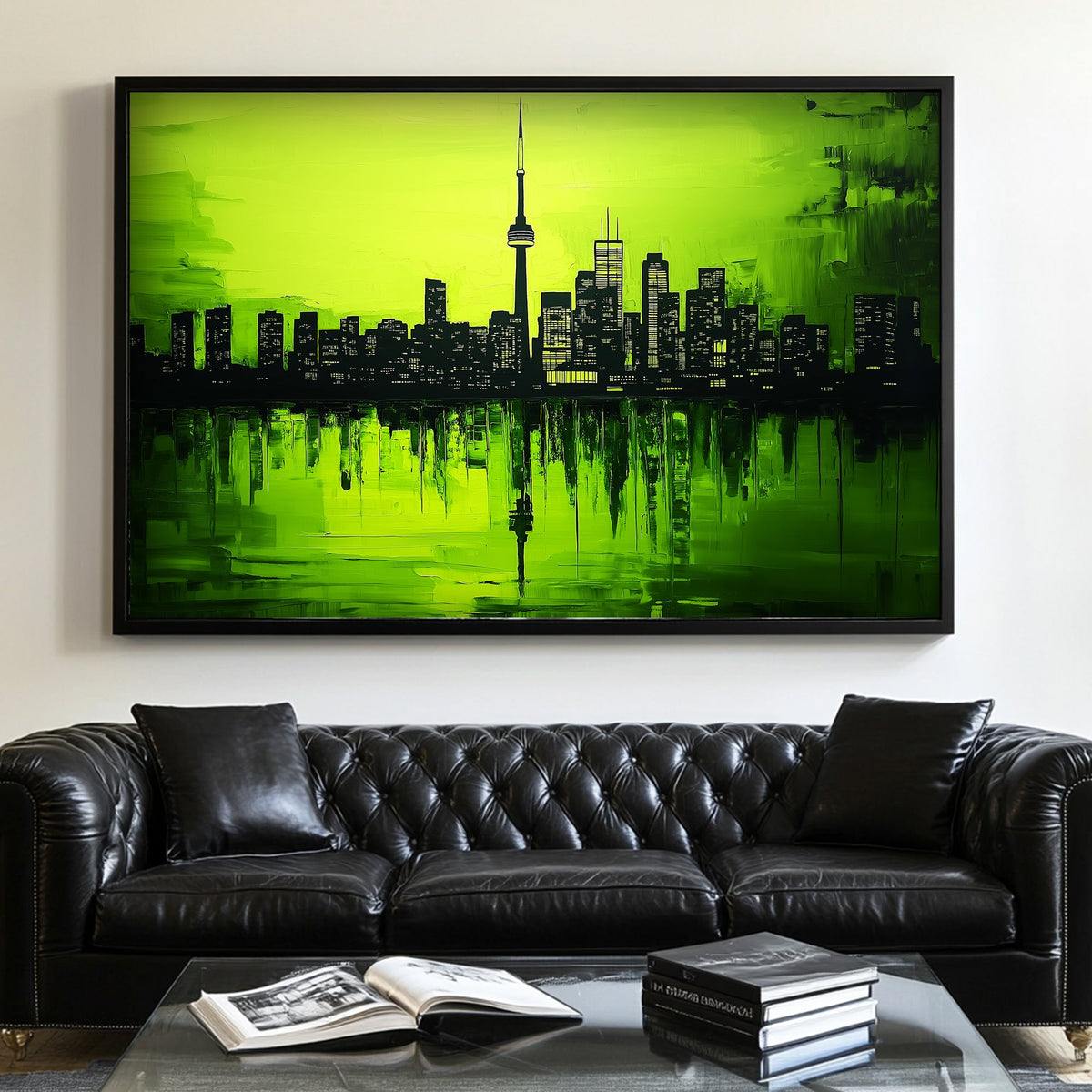 Toronto skyline green background wall art print