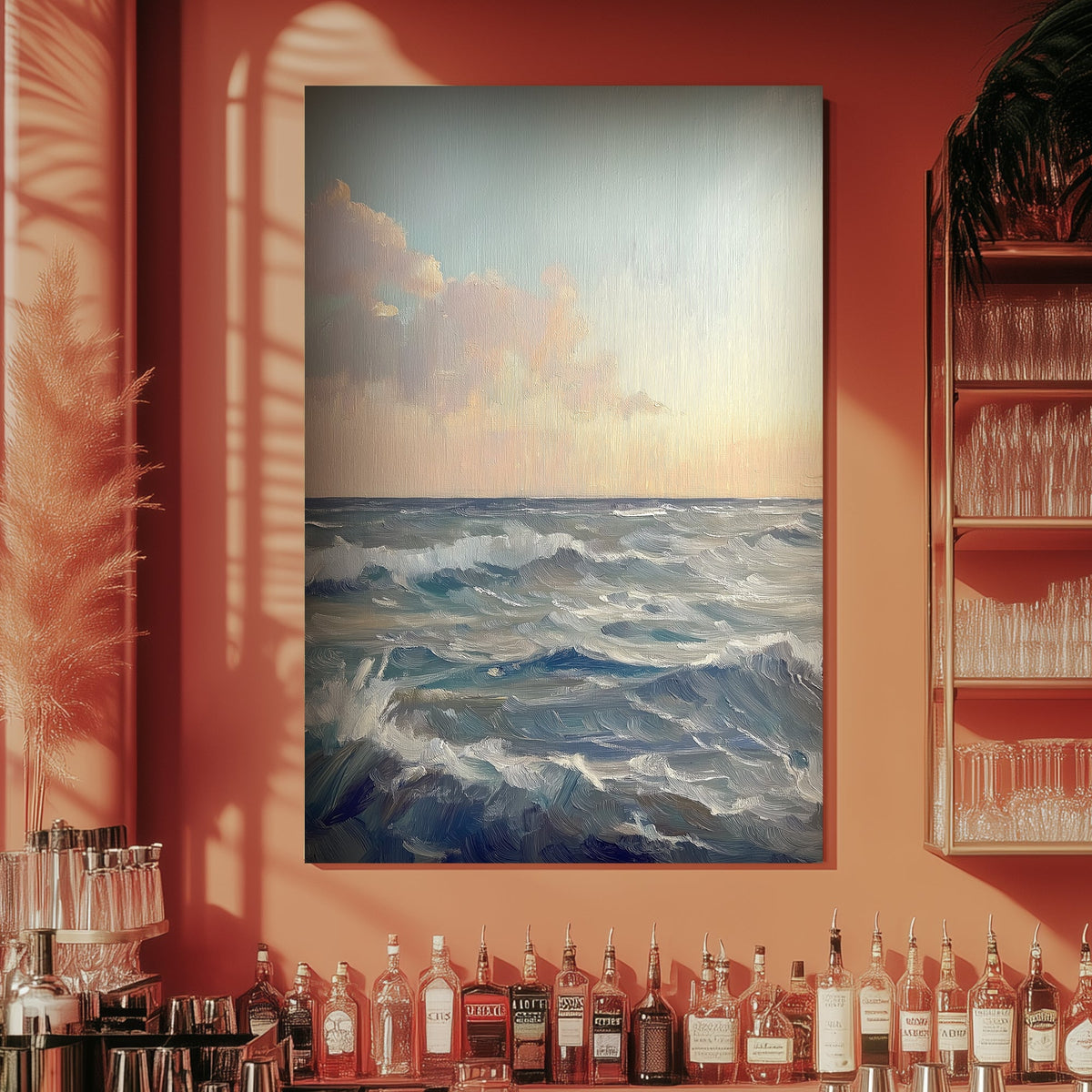 Ocean waves horizon wall art decor