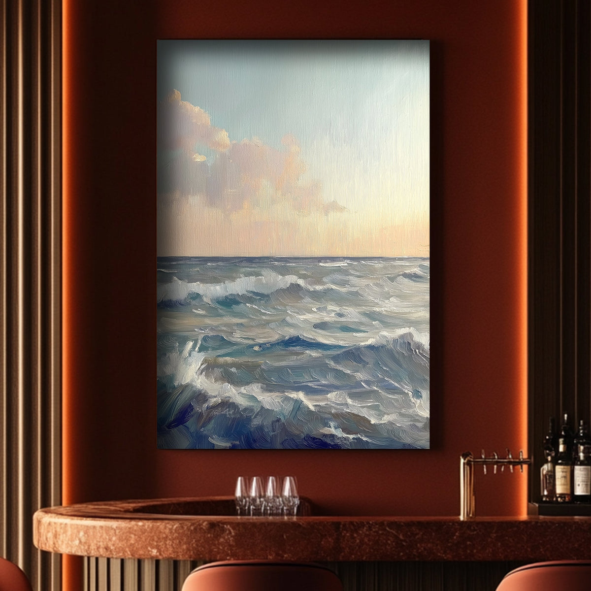 Ocean waves horizon wall art decor