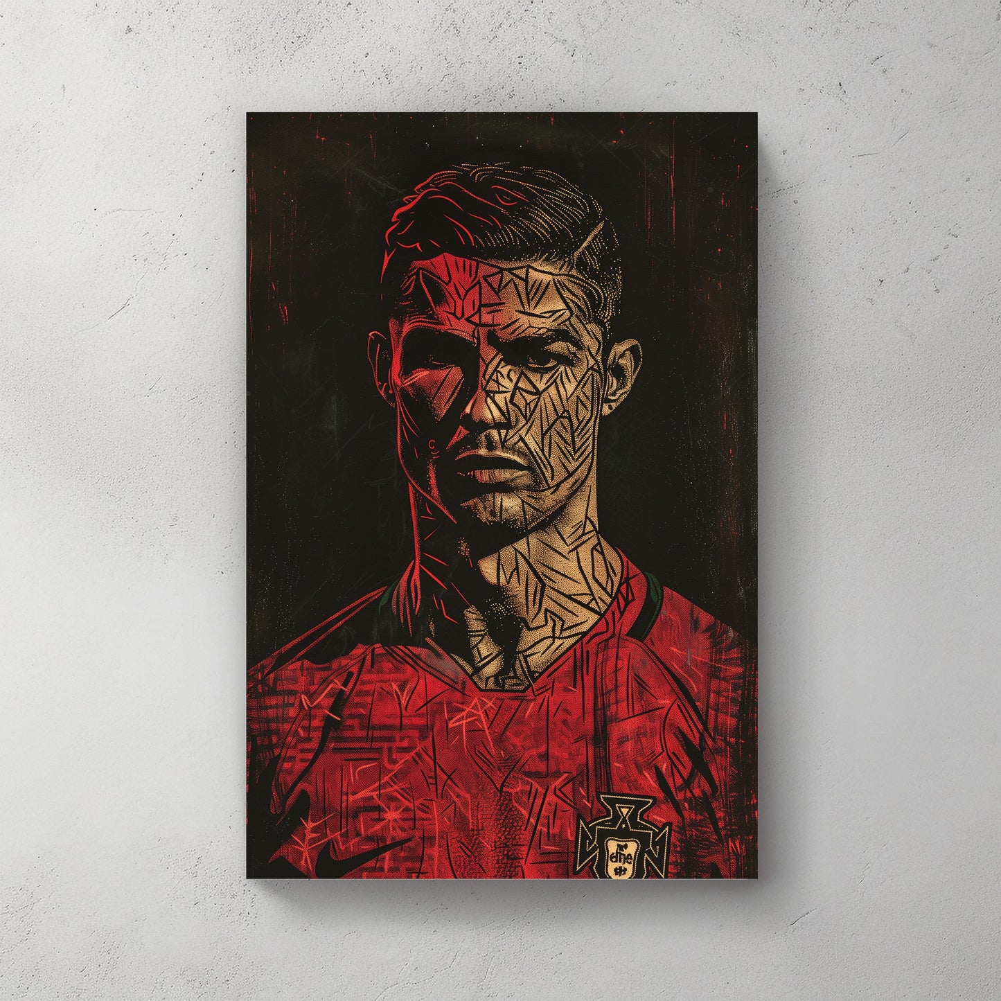 Ronaldo focused portrait available on canvas and metal print