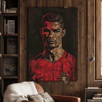 Ronaldo focused portrait available on canvas and metal print