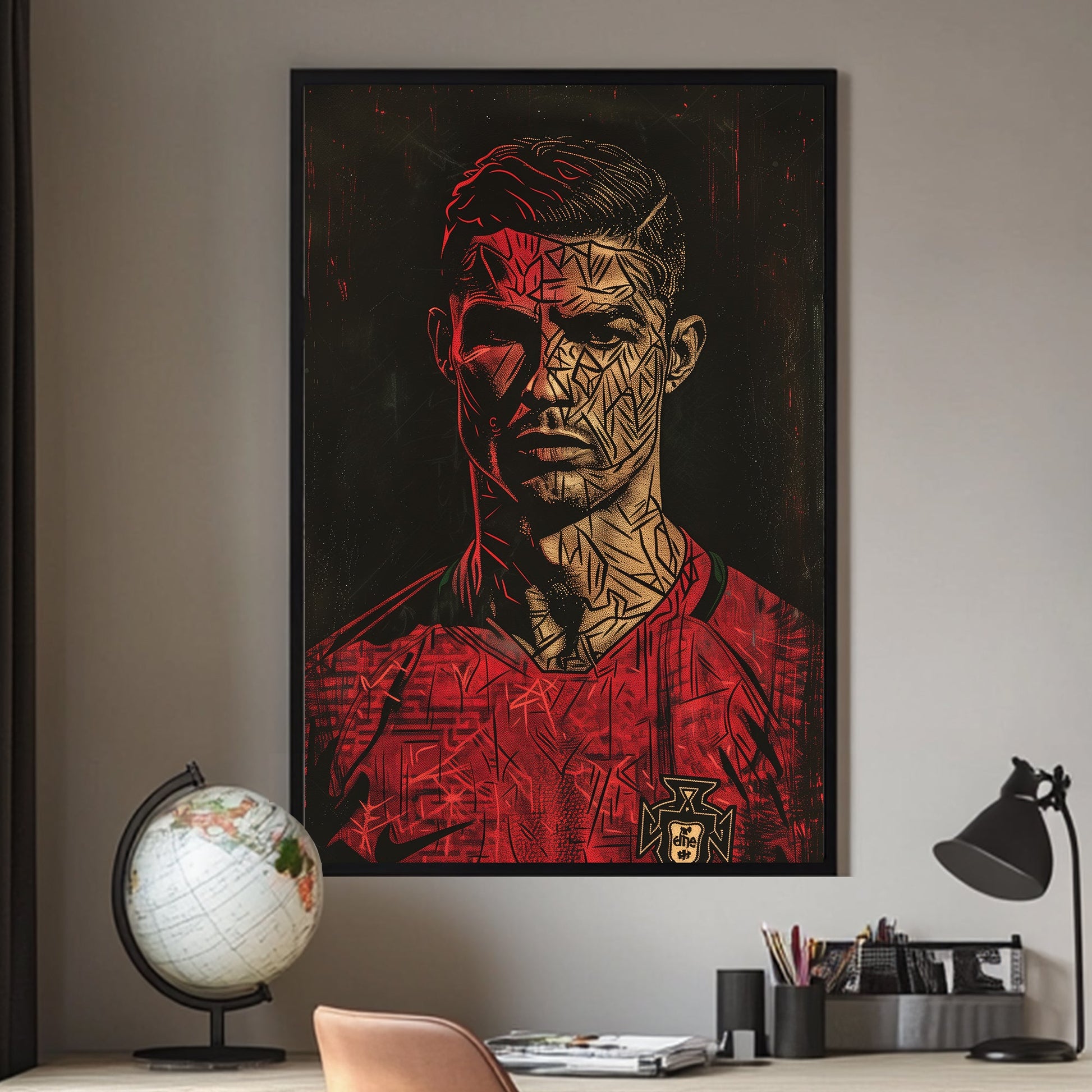 Ronaldo focused portrait available on canvas and metal print