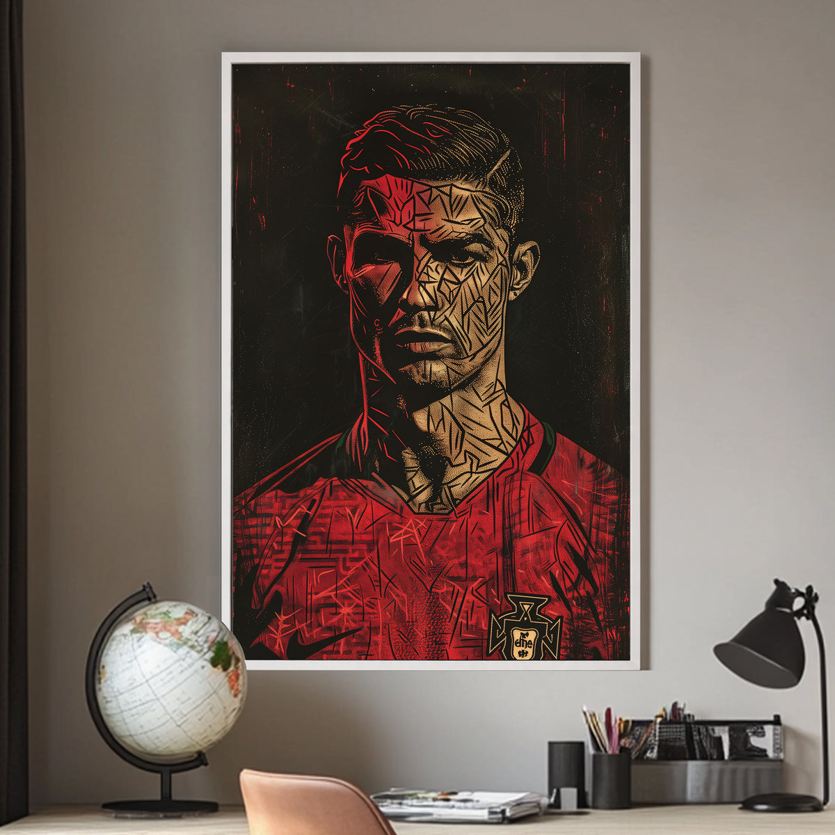 Ronaldo focused portrait available on canvas and metal print