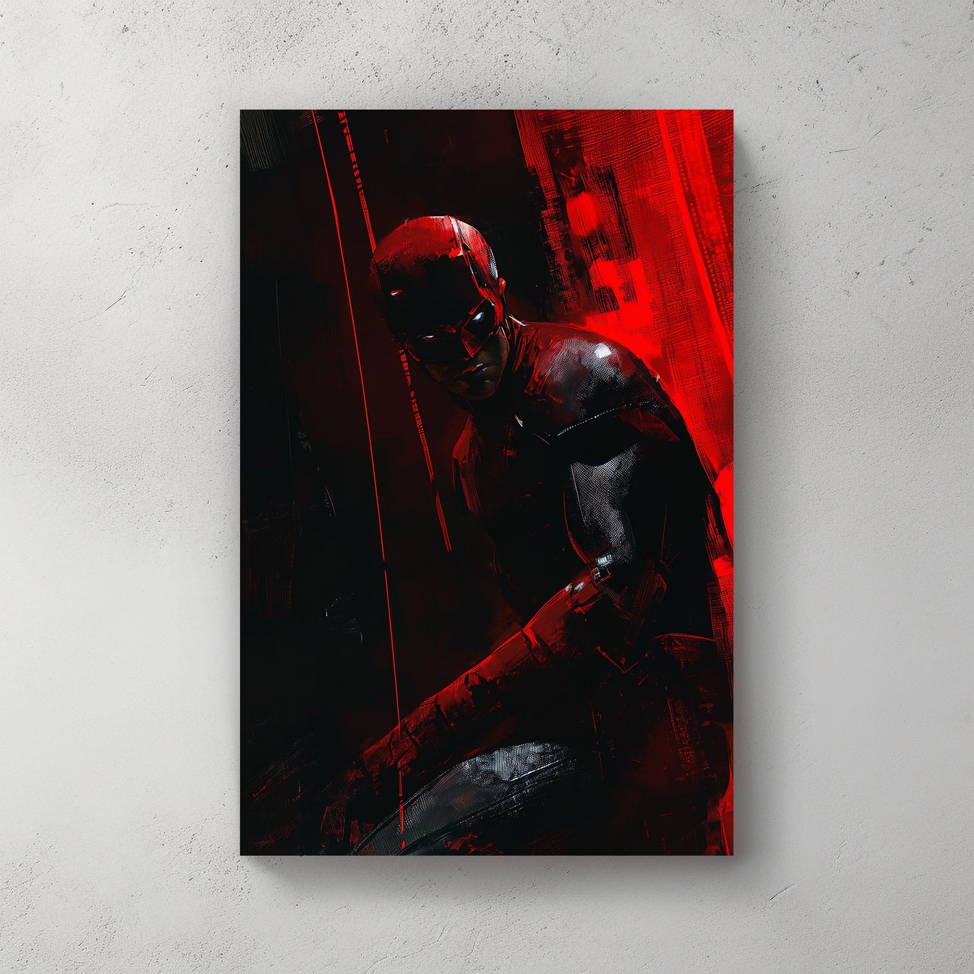 A stylized image of Daredevil available on canvas and metal print