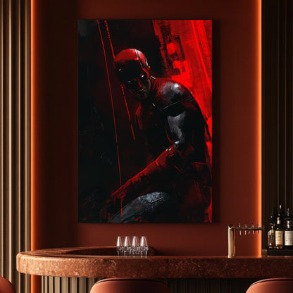 A stylized image of Daredevil available on canvas and metal print