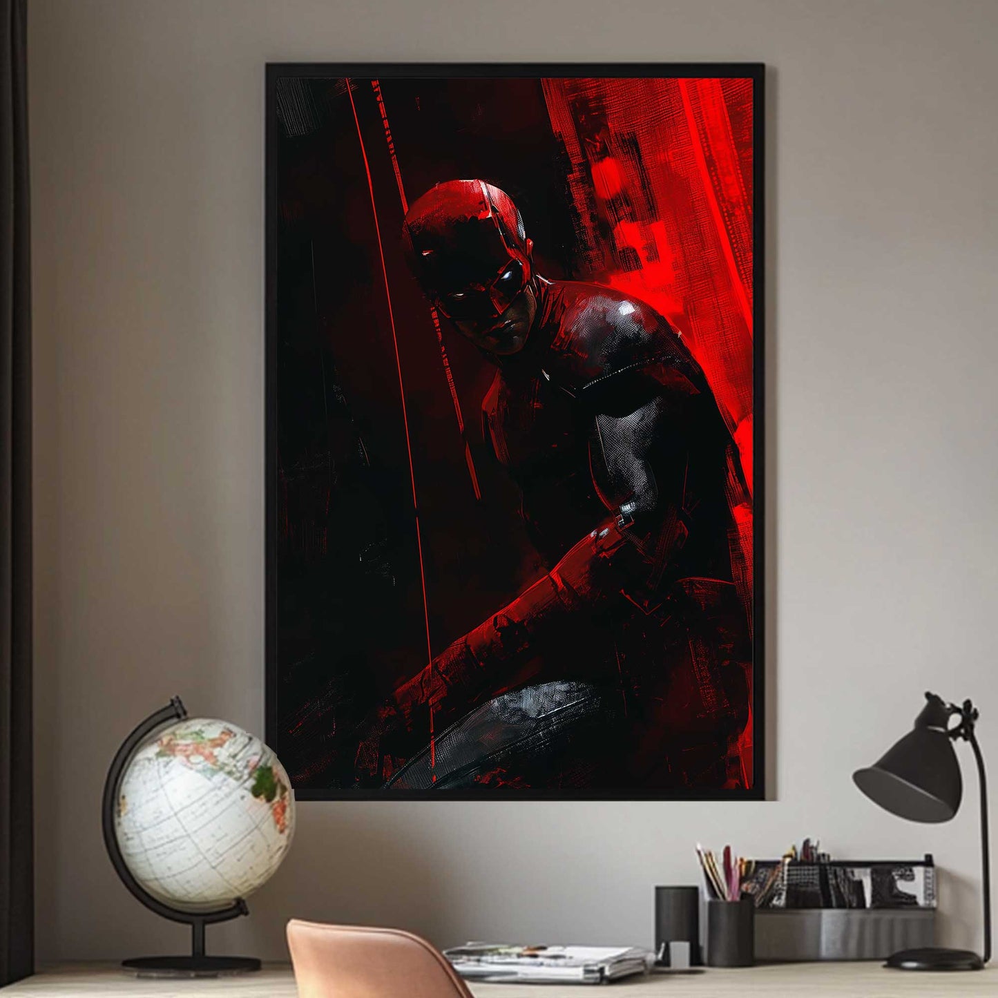 A stylized image of Daredevil available on canvas and metal print