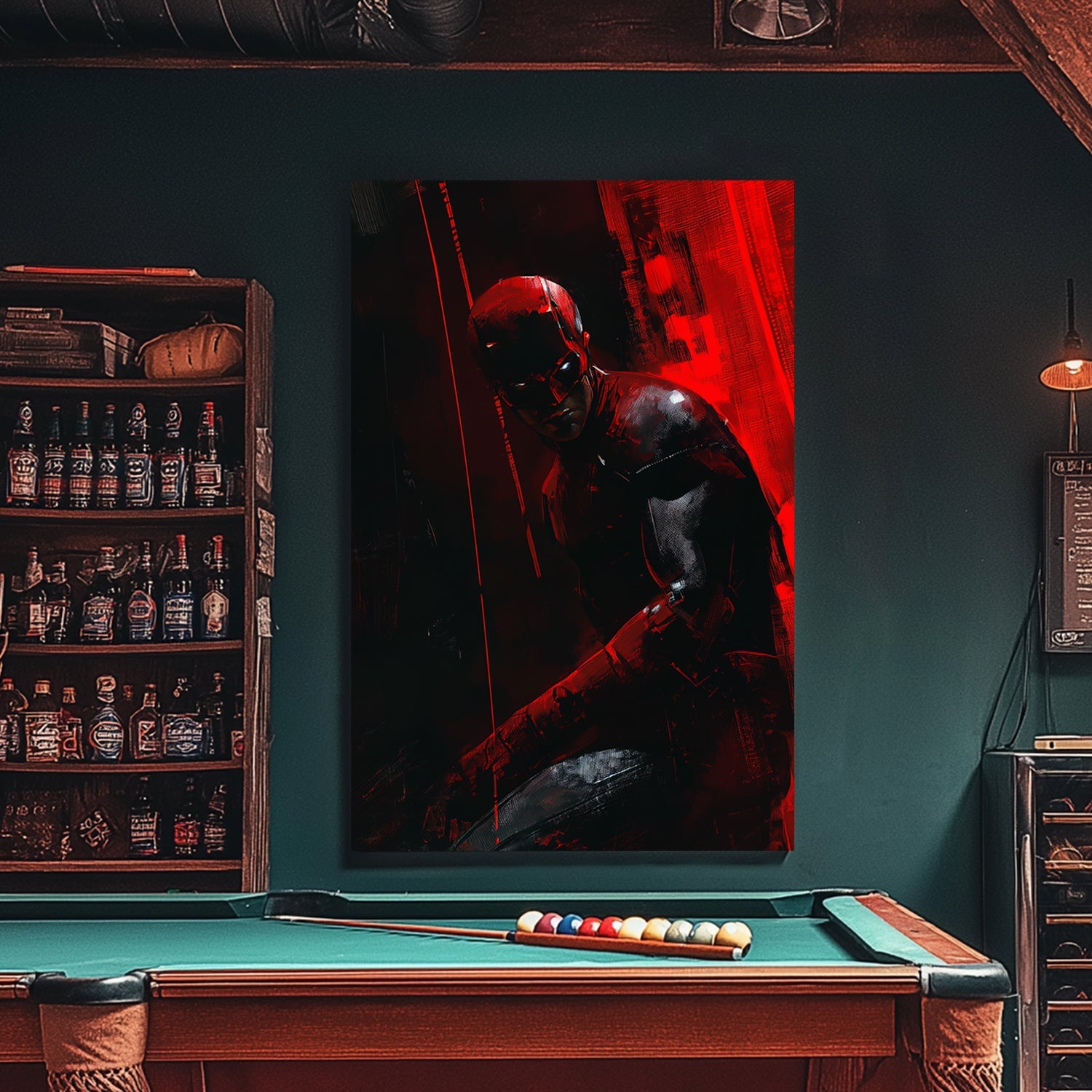 A stylized image of Daredevil available on canvas and metal print