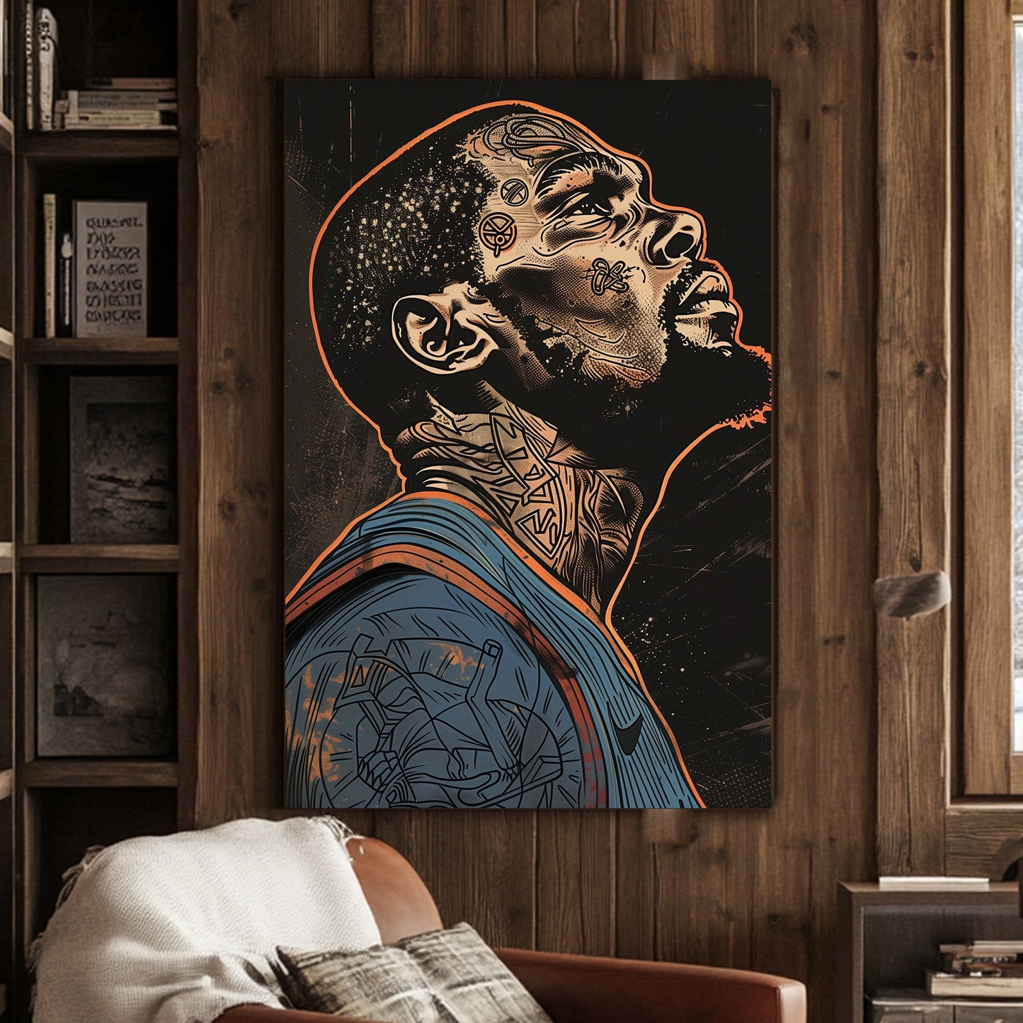 A stylized poster of Kevin Durant while on OKC available on canvas and metal print