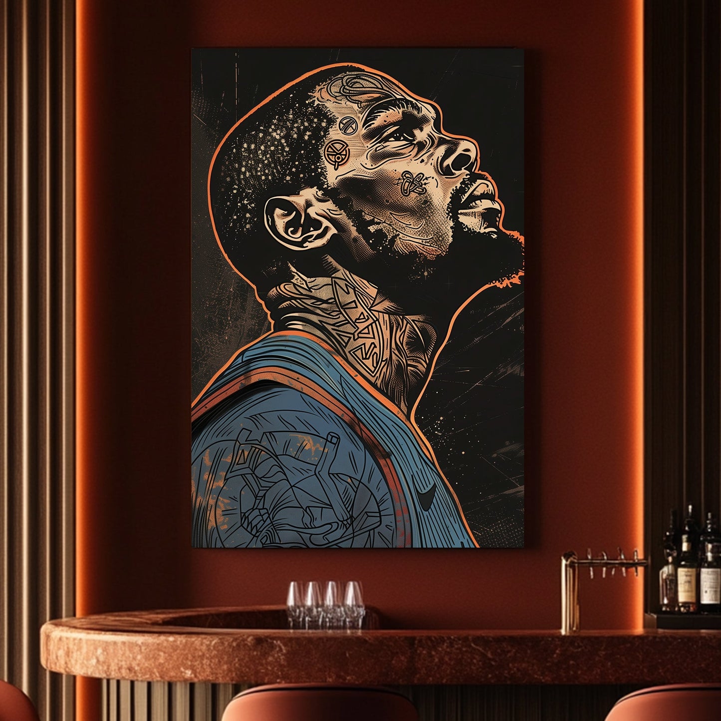 A stylized poster of Kevin Durant while on OKC available on canvas and metal print