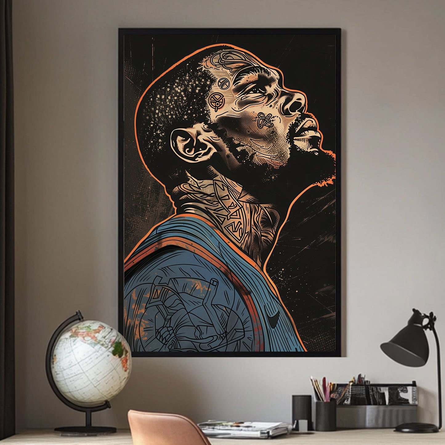 A stylized poster of Kevin Durant while on OKC available on canvas and metal print