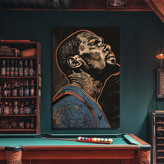 A stylized poster of Kevin Durant while on OKC available on canvas and metal print