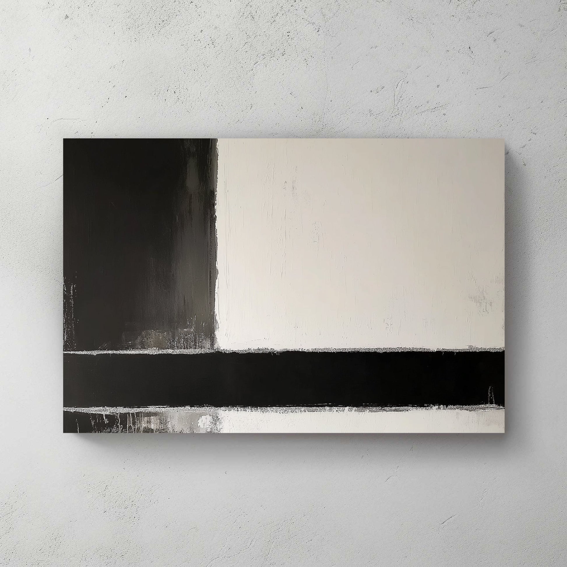 A minimalist composition in stark black and white, evoking a sense of balance and tranquility. Perfect for modern decor. canvas wall art abstract portrait landscape