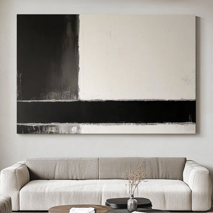 A minimalist composition in stark black and white, evoking a sense of balance and tranquility. Perfect for modern decor. canvas wall art abstract portrait landscape