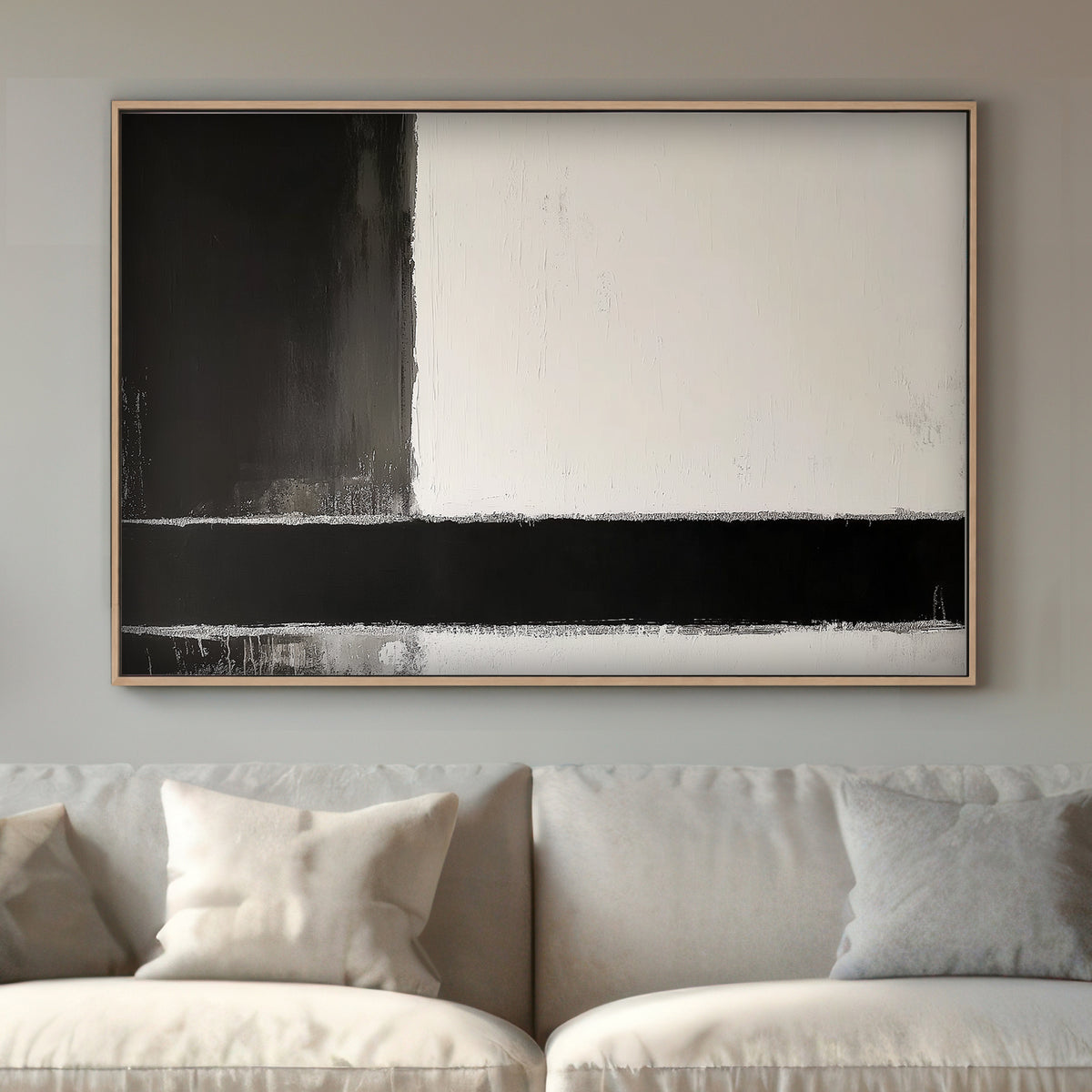 A minimalist composition in stark black and white, evoking a sense of balance and tranquility. Perfect for modern decor. canvas wall art abstract portrait landscape