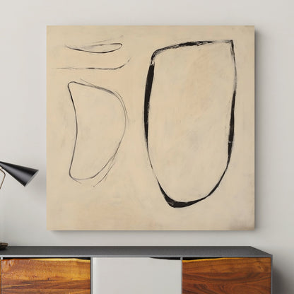 This abstract minimalist artwork features bold, sweeping black lines against a soft, neutral background. Perfect for modern decor. canvas wall art portrait landscape