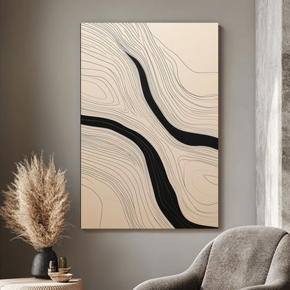 Featuring elegant, undulating lines in a minimalist design, this artwork captures fluidity. Perfect for modern decor. canvas wall art abstract portrait landscape