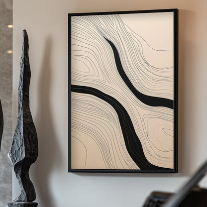 Featuring elegant, undulating lines in a minimalist design, this artwork captures fluidity. Perfect for modern decor. canvas wall art abstract portrait landscape